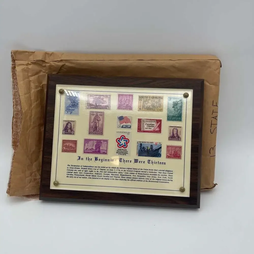 In the Beginning There Were Thirteen - Framed Historical U.S. Postage Stamp Coll